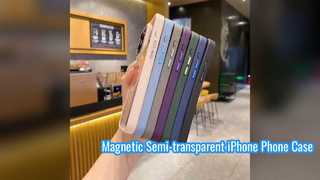 Casing Ponsel iPhone Semi-transparan Magnetik