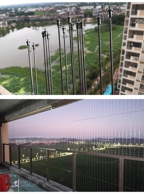 3mm Reel Steel Wire Balcony Grilles Dengan Kapasitas 100kg Balcony Reel Grille