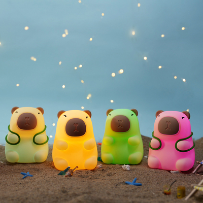 Baru Datang Tujuh Warna Silikon Capybara Malam Lampu Ulang Tahun Hadiah Malam Cahaya
