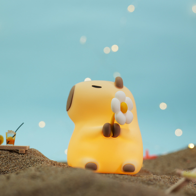 Desain Modern Silikon Capybara Malam Lampu Portable USB Rechargeable LED Sumber Cahaya Kontrol Sentuh Lampu Hewan Untuk Kamar Tidur