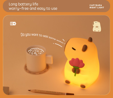Desain Modern Silikon Capybara Malam Lampu Portable USB Rechargeable LED Sumber Cahaya Kontrol Sentuh Lampu Hewan Untuk Kamar Tidur