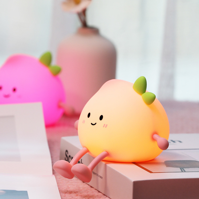 Terbaru Cute Peach Silikon Malam Lampu Perlindungan Mata isi ulang Lampu samping tempat tidur untuk kamar tidur bayi Berwarna Peach malam pencahayaan