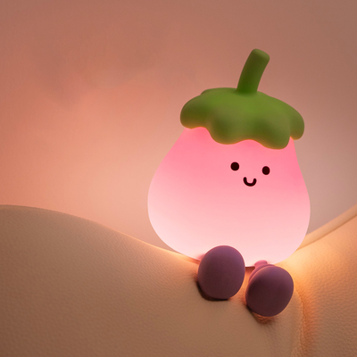 2025 Hot Sale Led Battery Usb Powered Eggplant Lampu Malam Anak-anak Lampu Untuk Dekorasi Rumah Lampu Liburan Lampu Malam Untuk Hadiah