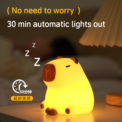USB Rechargeable Dimming Capybara Pencahayaan Malam Lampu Malam Silikon Kamar Tidur Anak-anak Lampu Meja Di Sebelah Tempat Tidur