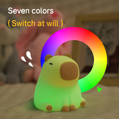 New Cute Capybara Silikon Malam Lampu Usb Isi ulang Led Pat Lamp Timing Dimming Dekoratif Meja Tidur Malam Lampu