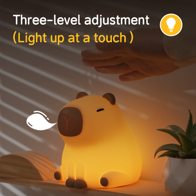 New Cute Capybara Silikon Malam Lampu Usb Isi ulang Led Pat Lamp Timing Dimming Dekoratif Meja Tidur Malam Lampu