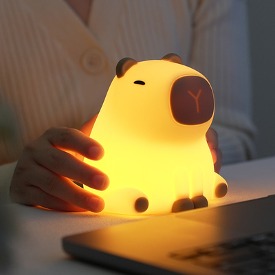 New Cute Capybara Silikon Malam Lampu Usb Isi ulang Led Pat Lamp Timing Dimming Dekoratif Meja Tidur Malam Lampu