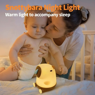Grosir Capybara Night Light Cute Animal Night Lamp Snottybara Lampu sentuh silikon Dekorasi Portable isi ulang untuk anak-anak