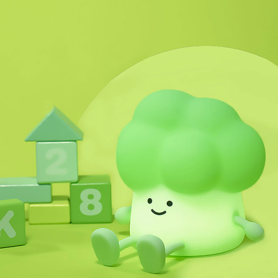 Cute Cartoon Brokoli Untuk Mengiringi Anak-anak Untuk Tidur Silicone Night Light Rechargeable Lampu Sayuran Di samping Tempat Tidur