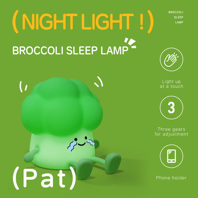 DY Trendy Tidur Silikon Lampu Malam Terisi ulang Lampu Tangan Sayuran 3 Tingkat Dimming Brokoli Lampu Malam