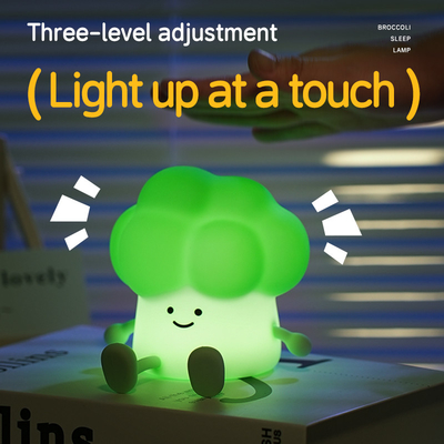 DY Trendy Tidur Silikon Lampu Malam Terisi ulang Lampu Tangan Sayuran 3 Tingkat Dimming Brokoli Lampu Malam