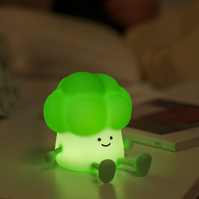 Cute Cartoon Brokoli Untuk Mengiringi Anak-anak Untuk Tidur Silicone Night Light Rechargeable Lampu Sayuran Di samping Tempat Tidur