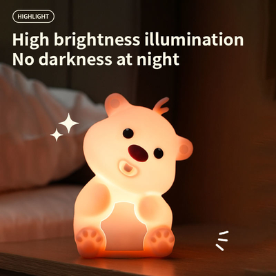 Cute Bear Shape Silikon Night Light Silikon Dekorasi Kamar Tidur Meja Lampu samping tempat tidur isi ulang