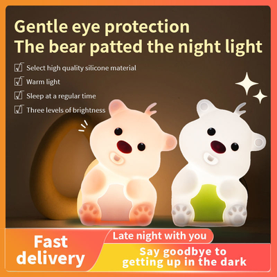 Cute Bear Shape Silikon Night Light Silikon Dekorasi Kamar Tidur Meja Lampu samping tempat tidur isi ulang