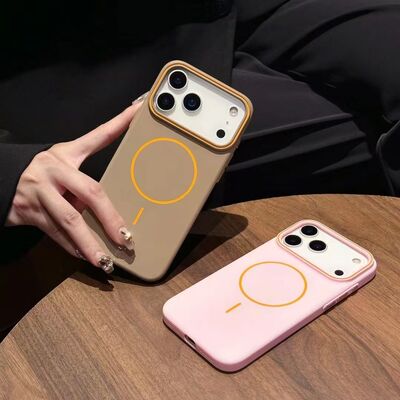 Casing Ponsel Gaya INS dengan Lampiran Magnetik dan Tombol Logam dengan Fungsi Perlindungan Penuh Tahan Guncangan untuk Casing Ponsel iPhone 13 14 15 16 17 PRO Max