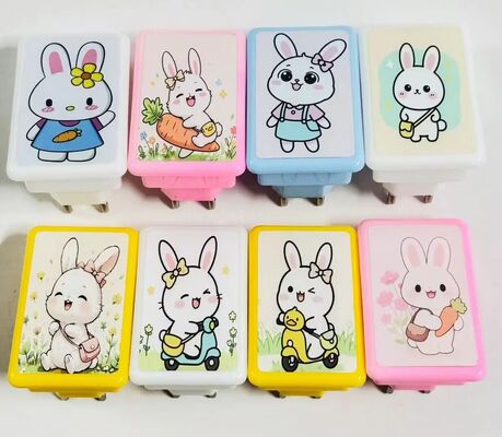 Cute Plug In Night Light Lamp Wall Mount Plastik Soft Glow Nightlight untuk Rumah Kamar Tidur Kamar Mandi Nursery