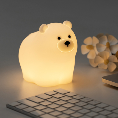 OEM Led Cute Cartoon Silikon Bear Lampu Tidur Usb Lampu Malam Isi Ulang Kamar Tidur Bayi Lampu Malam Di samping Tempat Tidur