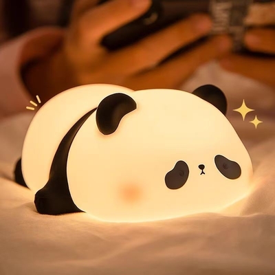 Lampu Panda Silikon 1200mah Sensitive Tap Control Warm White Breathing Light Portable LED USB Rechargeable Night Light