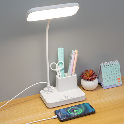 Lampu meja yang dapat diisi ulang yang menawarkan port pengisian USB dan tiga tingkat kecerahan untuk pencahayaan ruang kerja