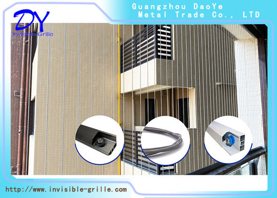 Modern Mudah Membersihkan Balkon Grille Tak Terlihat Kabel Dilapisi Nylon