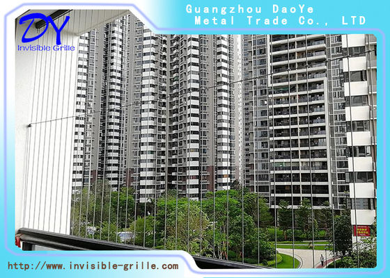 2.0mm 316 Stainless Steel Wire Balcony Invisible Grille Untuk Gedung Bertingkat Tinggi