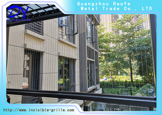 4.0mm kawat Balkon Tak Terlihat Grille Vertikal Aluminium Track